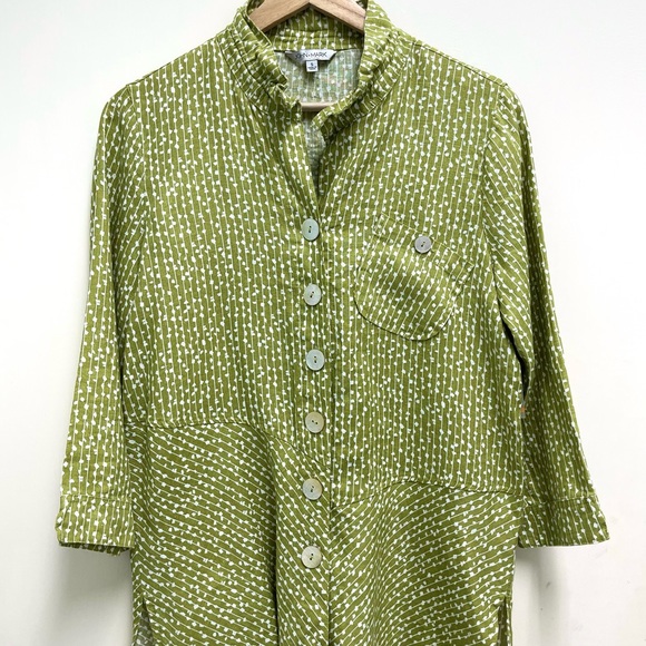 NWT JOHN MARK Linen Print Button Front Lagenlook Tunic - Picture 3 of 11